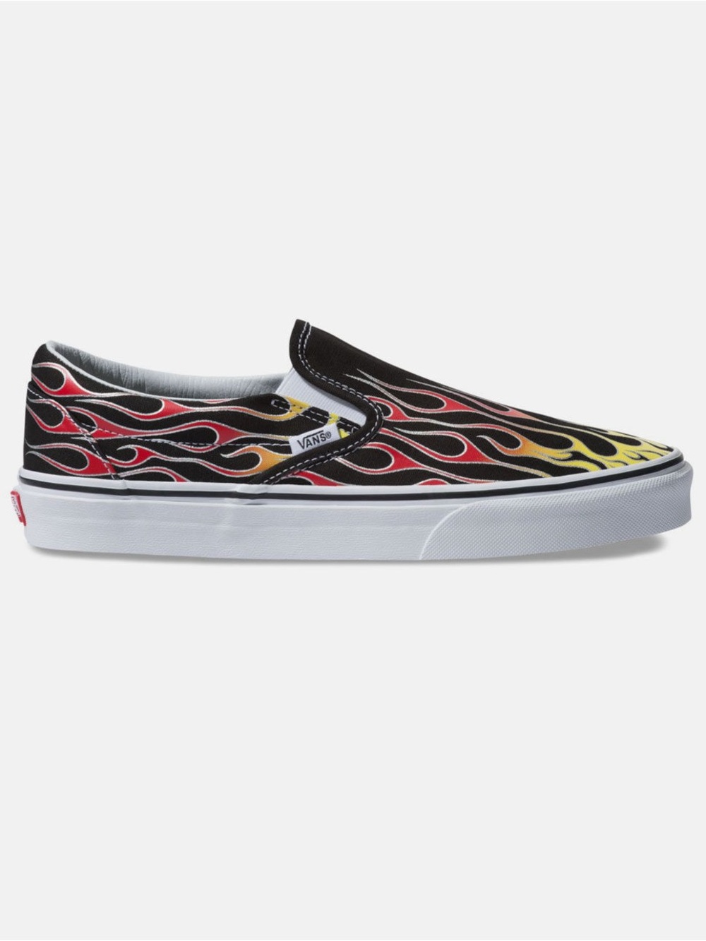 Vans Women’s Flame Slip-On Sneakers – Black, Red & Yellow